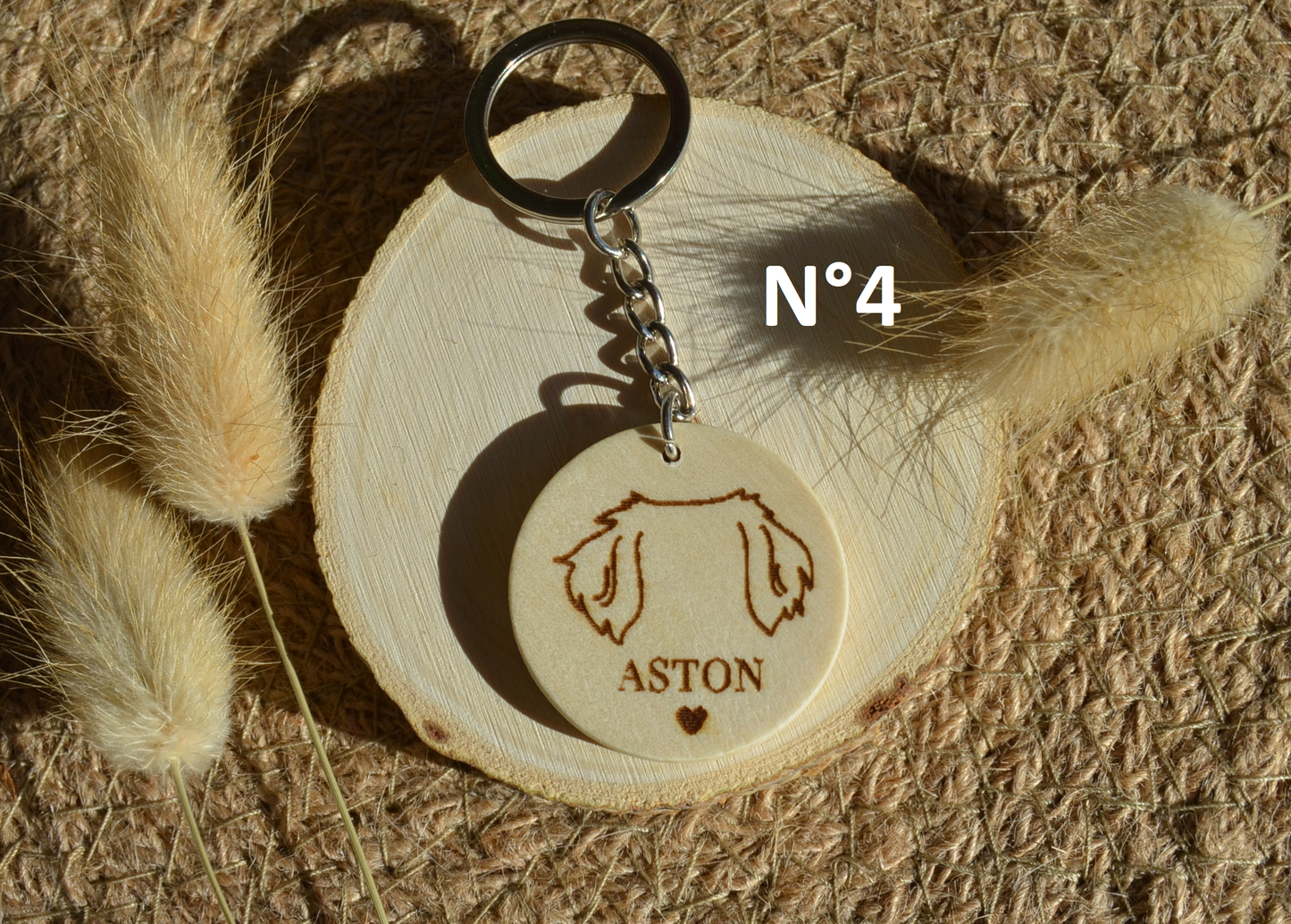 Porte Clé Bois Oreilles de toutou - Personnalisé