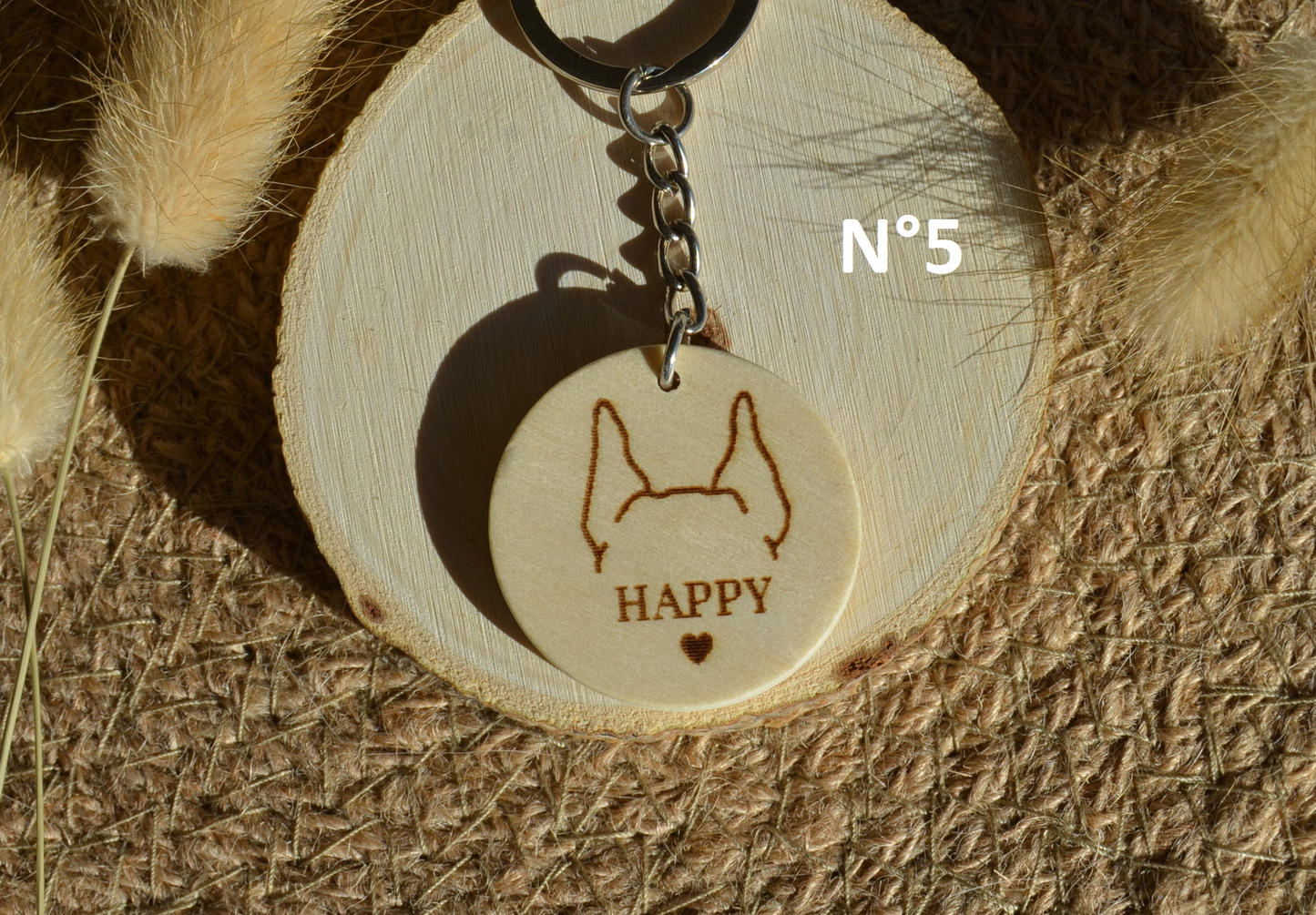Porte Clé Bois Oreilles de toutou - Personnalisé