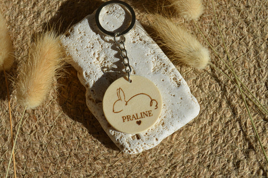 Porte Clé Bois Lapinou - Personnalisé